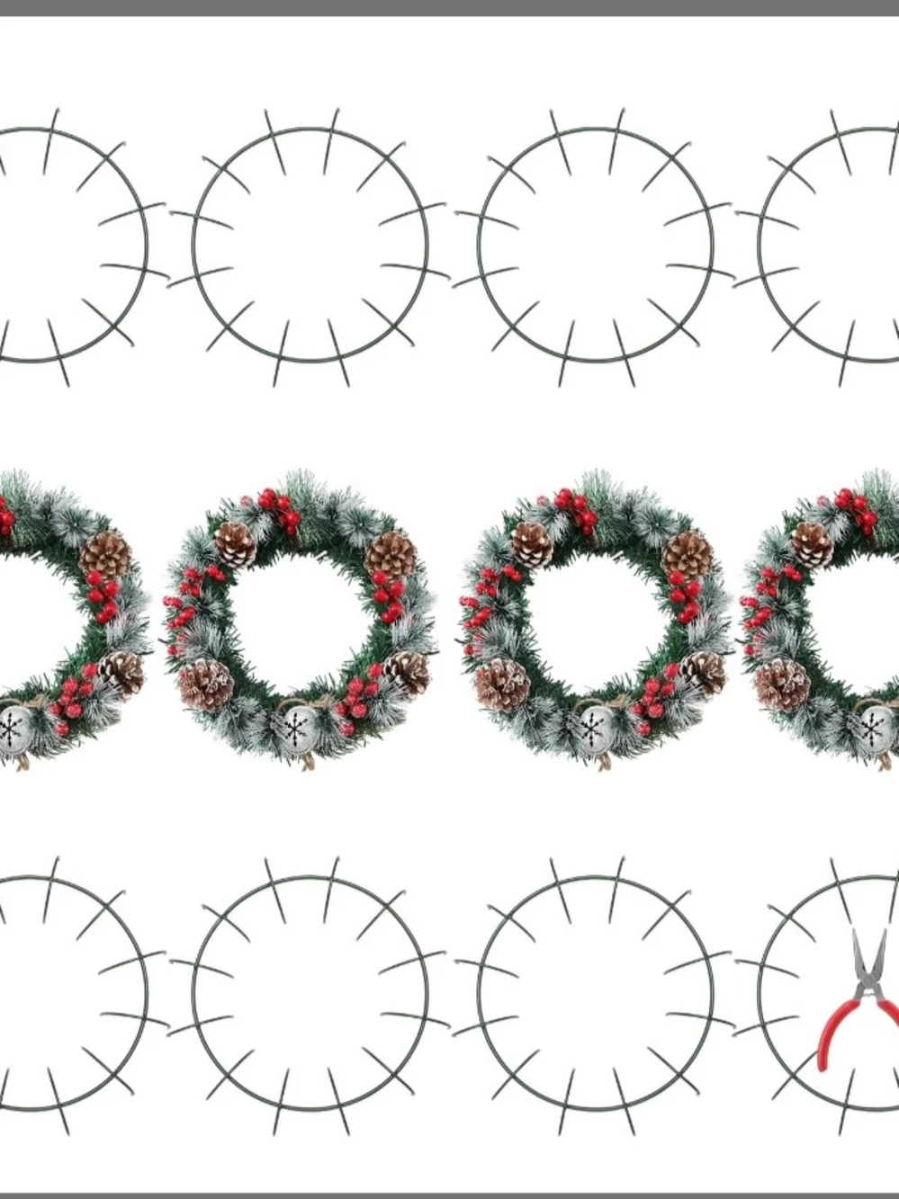 ~12 Pcs 12'' Christmas Wire Wreath Frames Rings with Plier Metal Live,